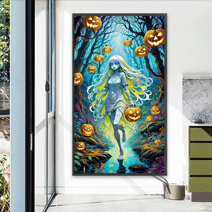 AB Diamond Painting - Full Round - Halloween forest girl (40*70CM)
