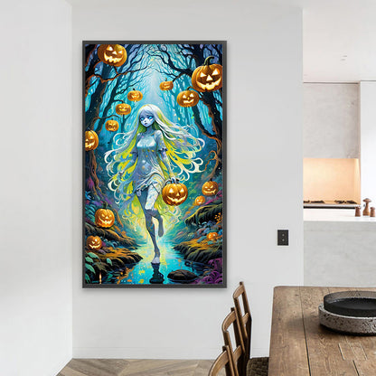AB Diamond Painting - Full Round - Halloween forest girl (40*70CM)