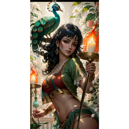 AB Diamond Painting - Full Round - Peacock Girl (40*75CM)
