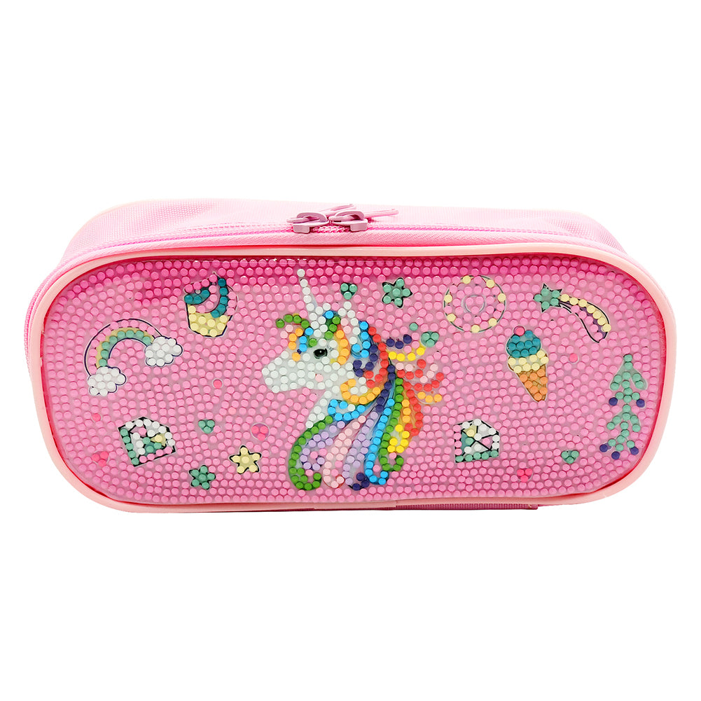 Cartoon Unicorn Round DIY Diamond Painting Stationery Box Students Pencil Case