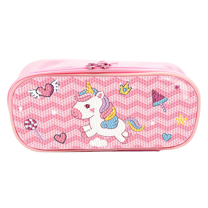 Cartoon Unicorn Round DIY Diamond Painting Stationery Box Students Pencil Case