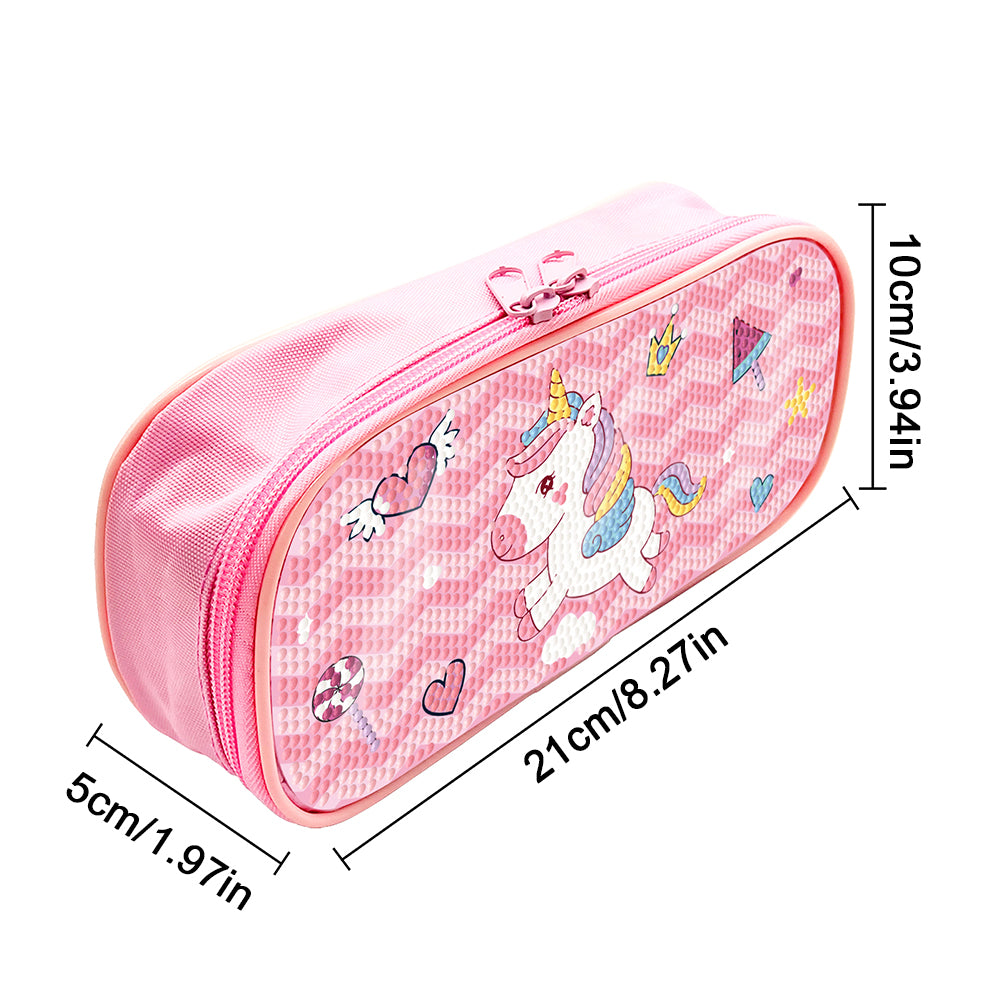 Cartoon Unicorn Round DIY Diamond Painting Stationery Box Students Pencil Case