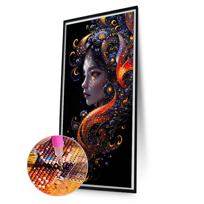 AB Diamond Painting - Full Round - flower and girl (40*75CM)