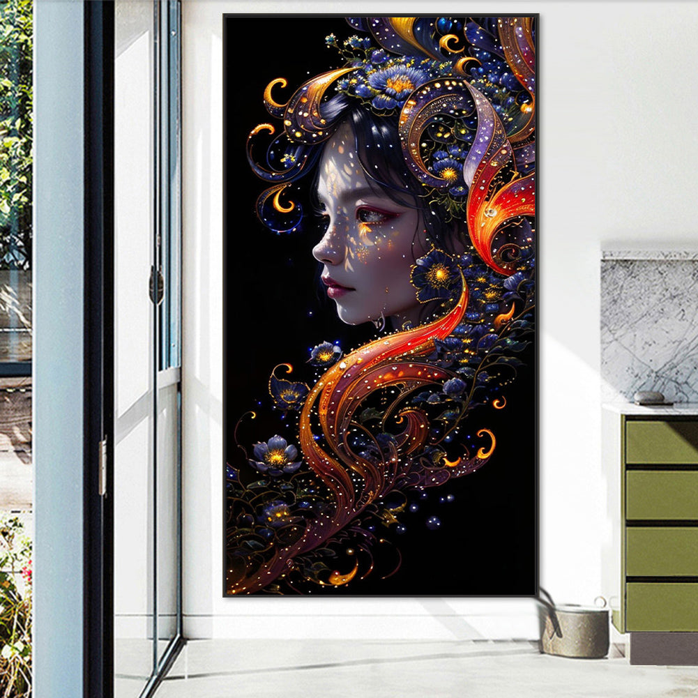 AB Diamond Painting - Full Round - flower and girl (40*75CM)