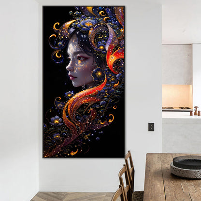 AB Diamond Painting - Full Round - flower and girl (40*75CM)