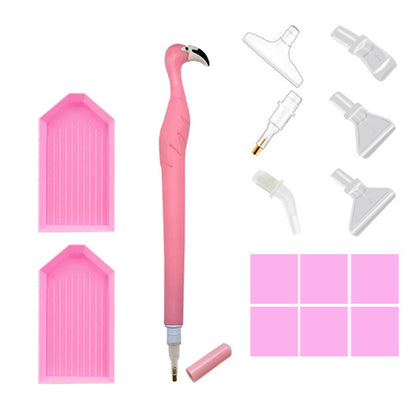 Cute Flamingo Diamond Painting Pen Kit with Clay Tips Tray for Diamond Painting