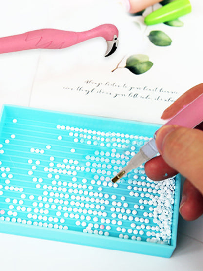Cute Flamingo Diamond Painting Pen Kit with Clay Tips Tray for Diamond Painting