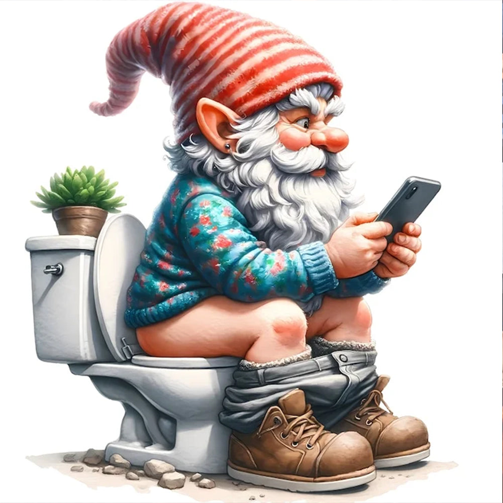 Diamond Painting - Full Round - Goblin squatting on the toilet (30*30CM)
