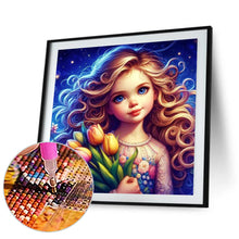 Load image into Gallery viewer, Diamond Painting - Full Round - little girl holding flowers (40*40CM)
