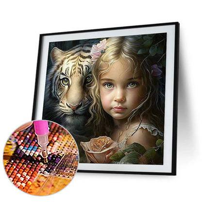 Diamond Painting - Full Round - girl and beast (30*30CM)