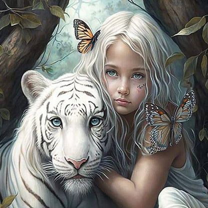 Diamond Painting - Full Round - girl and beast (30*30CM)