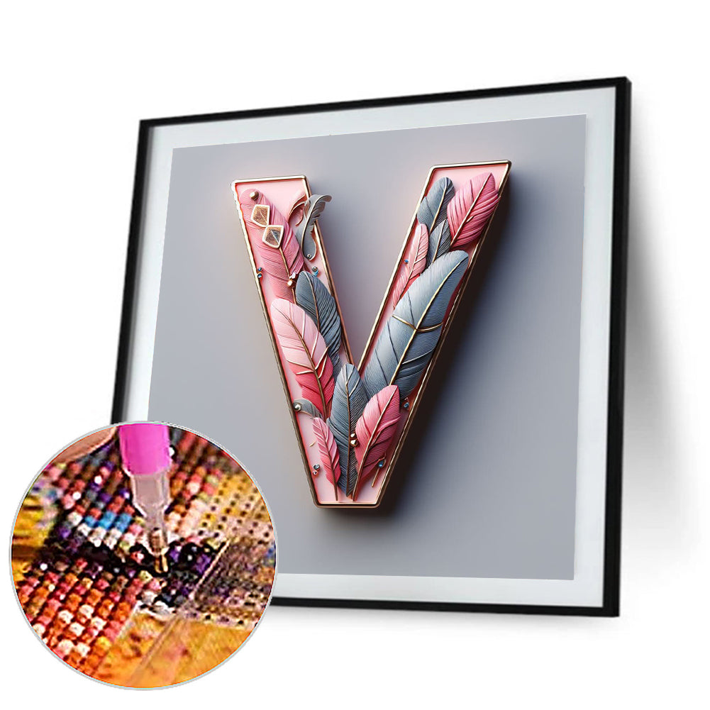 Diamond Painting - Full Round - twenty-six letters-v (30*30CM)