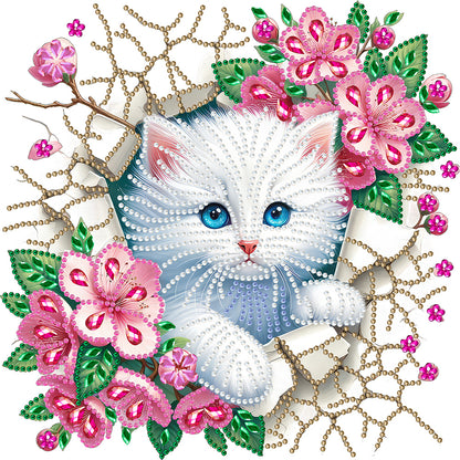 Diamond Painting - Partial Special Shaped - The kitten that breaks out of the wall (30*30CM)