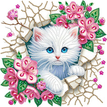 Load image into Gallery viewer, Diamond Painting - Partial Special Shaped - The kitten that breaks out of the wall (30*30CM)
