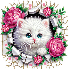 Load image into Gallery viewer, Diamond Painting - Partial Special Shaped - The kitten that breaks out of the wall (30*30CM)
