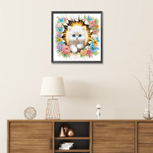 Load image into Gallery viewer, Diamond Painting - Partial Special Shaped - The kitten that breaks out of the wall (30*30CM)
