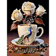 Load image into Gallery viewer, Diamond Painting - Full Round - White Rose Peacock Cup (30*40CM)

