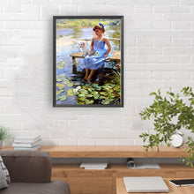 Load image into Gallery viewer, Diamond Painting - Full Round - girl and dog (30*40CM)
