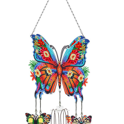 Flower Butterflies Wind Chime Double Sided Diamond Painting Hanging Pendant