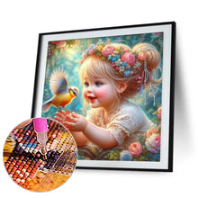 Load image into Gallery viewer, Diamond Painting - Full Round - girl letting bird fly (30*30CM)
