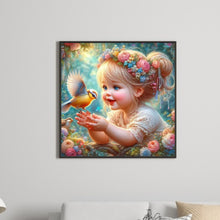 Load image into Gallery viewer, Diamond Painting - Full Round - girl letting bird fly (30*30CM)

