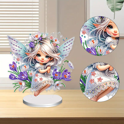 Flower Fairy Special Shaped Double Sided Diamond Painting Tabletop Ornaments Kit