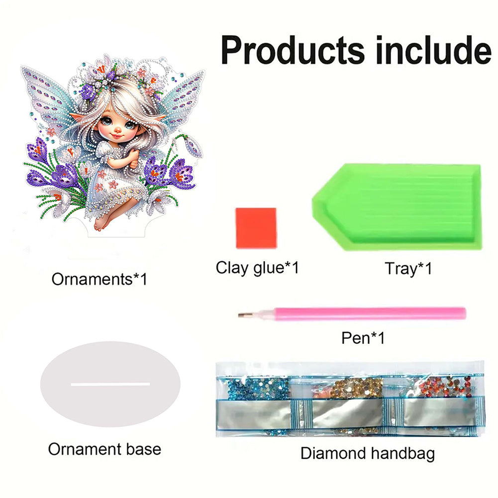 Flower Fairy Special Shaped Double Sided Diamond Painting Tabletop Ornaments Kit