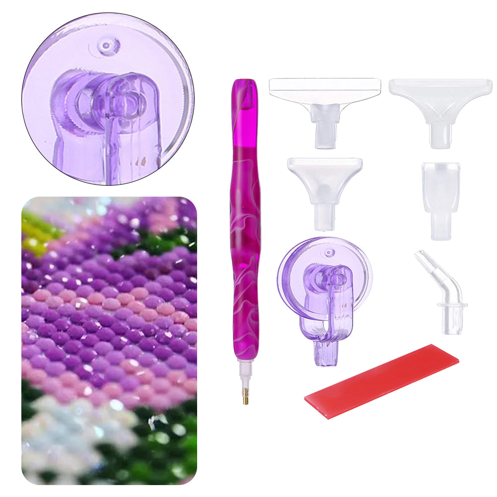Resin 5D Diamond Painting Pen Kit with 5 Drill Pen Picking Heads and 1 Glue Clay
