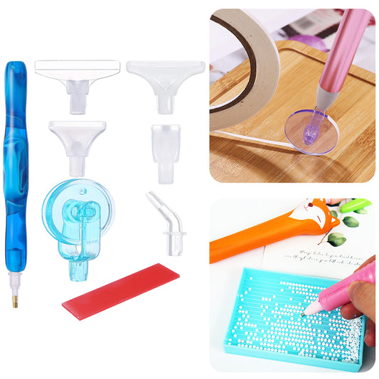 Resin 5D Diamond Painting Pen Kit with 5 Drill Pen Picking Heads and 1 Glue Clay
