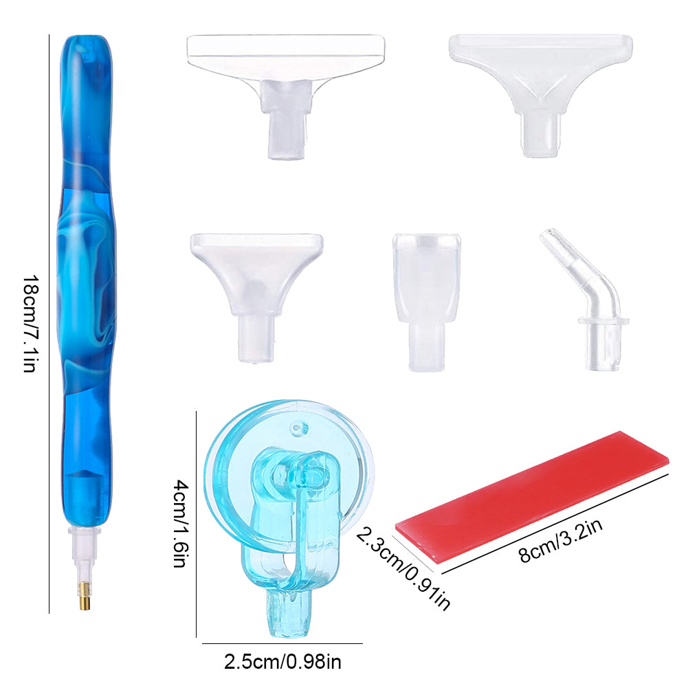 Resin 5D Diamond Painting Pen Kit with 5 Drill Pen Picking Heads and 1 Glue Clay
