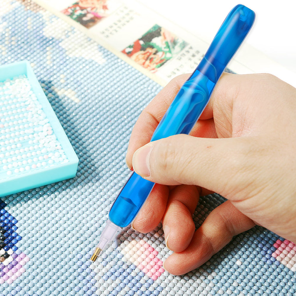 Resin 5D Diamond Painting Pen Kit with 5 Drill Pen Picking Heads and 1 Glue Clay