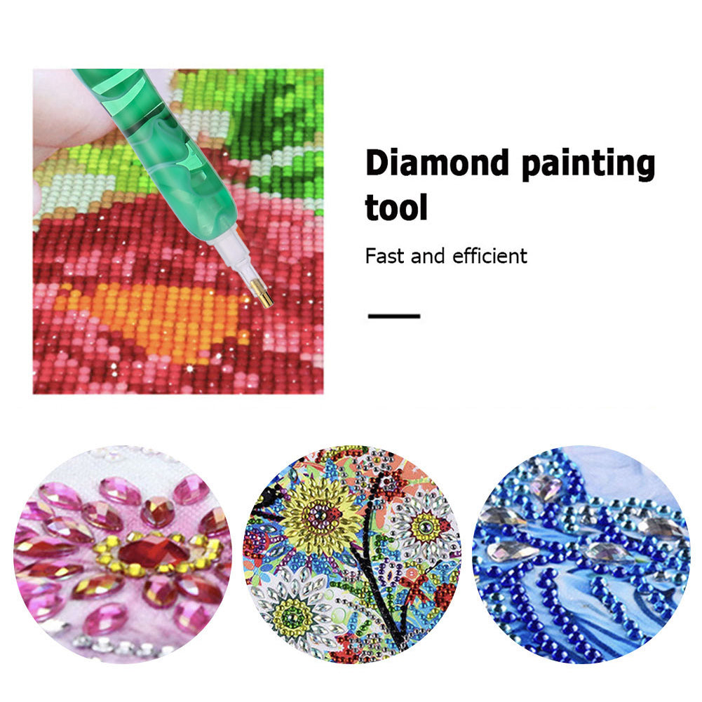 Resin 5D Diamond Painting Pen Kit with 5 Drill Pen Picking Heads and 1 Glue Clay