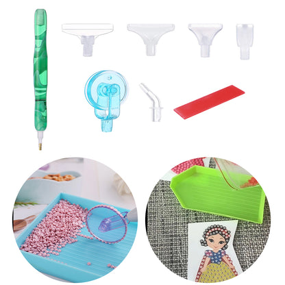 Resin 5D Diamond Painting Pen Kit with 5 Drill Pen Picking Heads and 1 Glue Clay