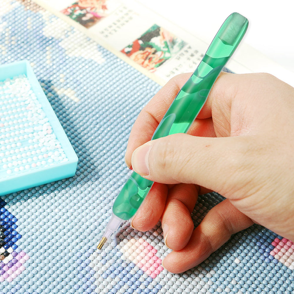 Resin 5D Diamond Painting Pen Kit with 5 Drill Pen Picking Heads and 1 Glue Clay