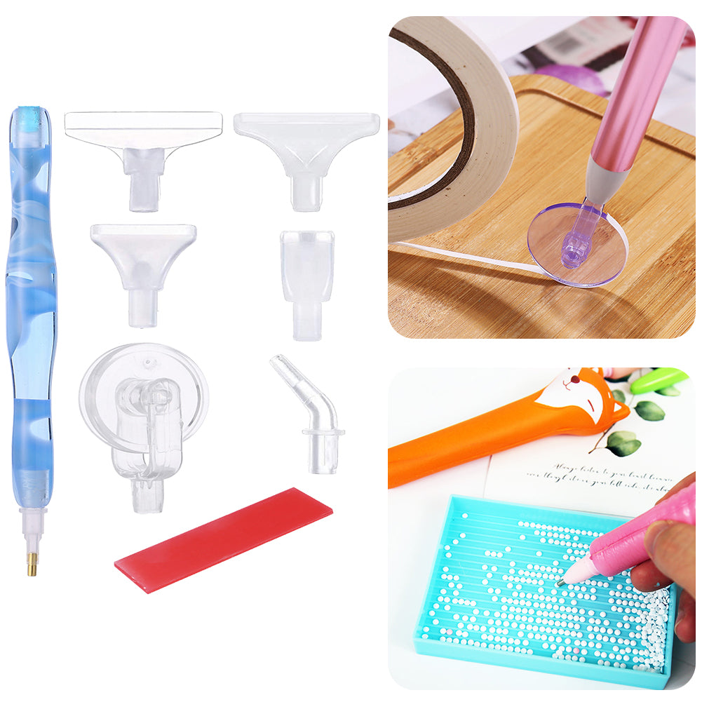 Resin 5D Diamond Painting Pen Kit with 5 Drill Pen Picking Heads and 1 Glue Clay