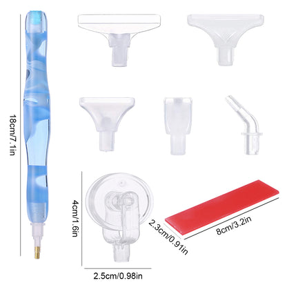 Resin 5D Diamond Painting Pen Kit with 5 Drill Pen Picking Heads and 1 Glue Clay