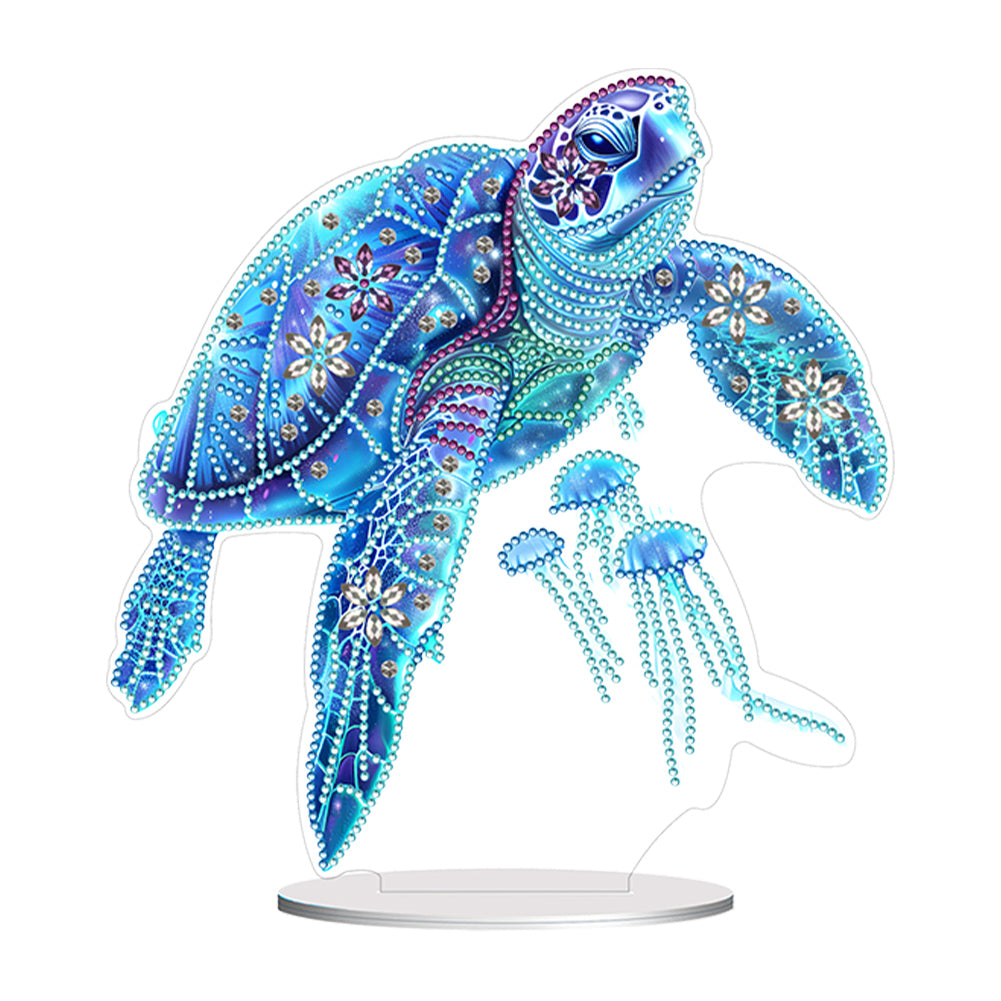 Sea Turtle Jellyfish Special Shaped Desktop Diamond Art Kits Home Table Decor