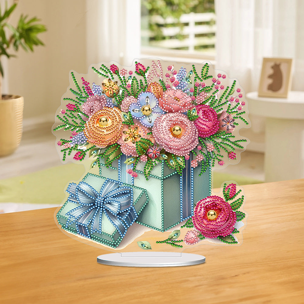 Flower Special Shaped Diamond Painting Desktop Ornaments Kit Bedroom Table Decor
