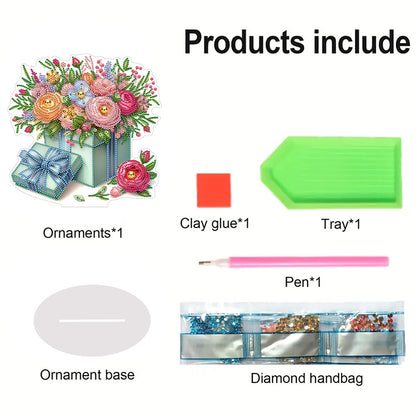 Flower Special Shaped Diamond Painting Desktop Ornaments Kit Bedroom Table Decor