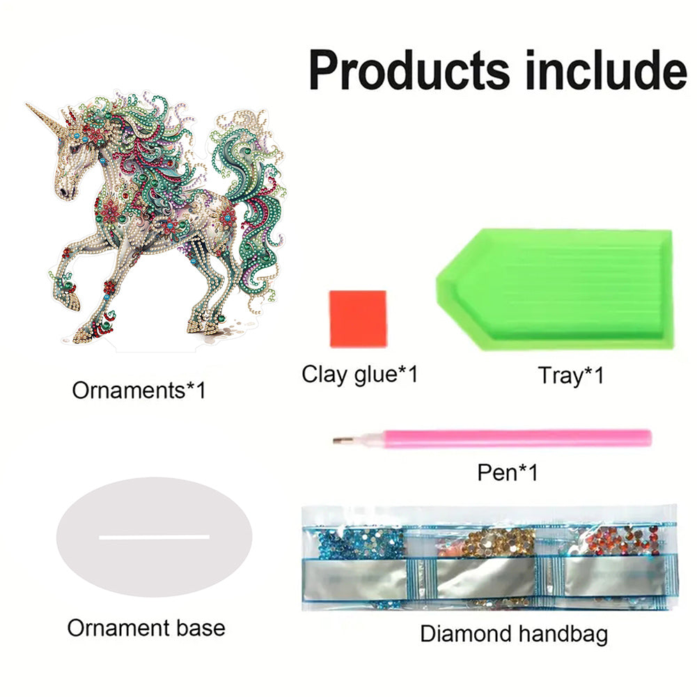 Unicorn Special Shaped Diamond Painting Tabletop Ornaments Kit Home Table Decor