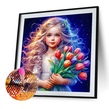 Load image into Gallery viewer, Diamond Painting - Full Square - little girl holding flowers (40*40CM)
