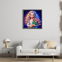 Load image into Gallery viewer, Diamond Painting - Full Square - little girl holding flowers (40*40CM)
