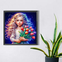 Load image into Gallery viewer, Diamond Painting - Full Square - little girl holding flowers (40*40CM)
