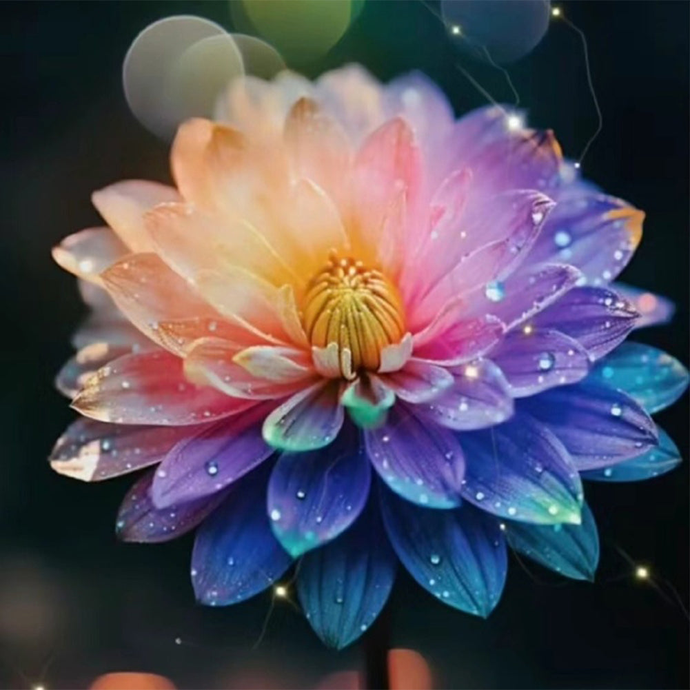 Diamond Painting - Full Round - Colorful water drop flowers (30*30CM)