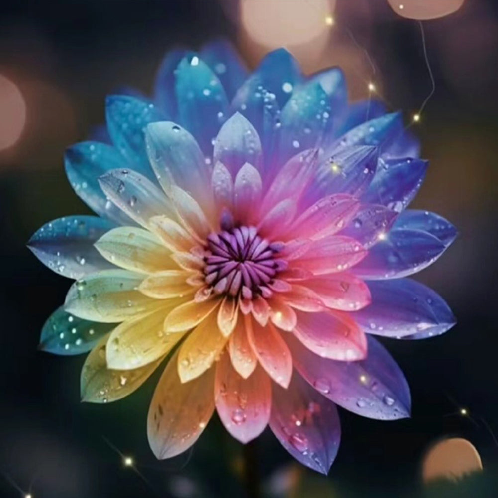 Diamond Painting - Full Round - Colorful water drop flowers (30*30CM)