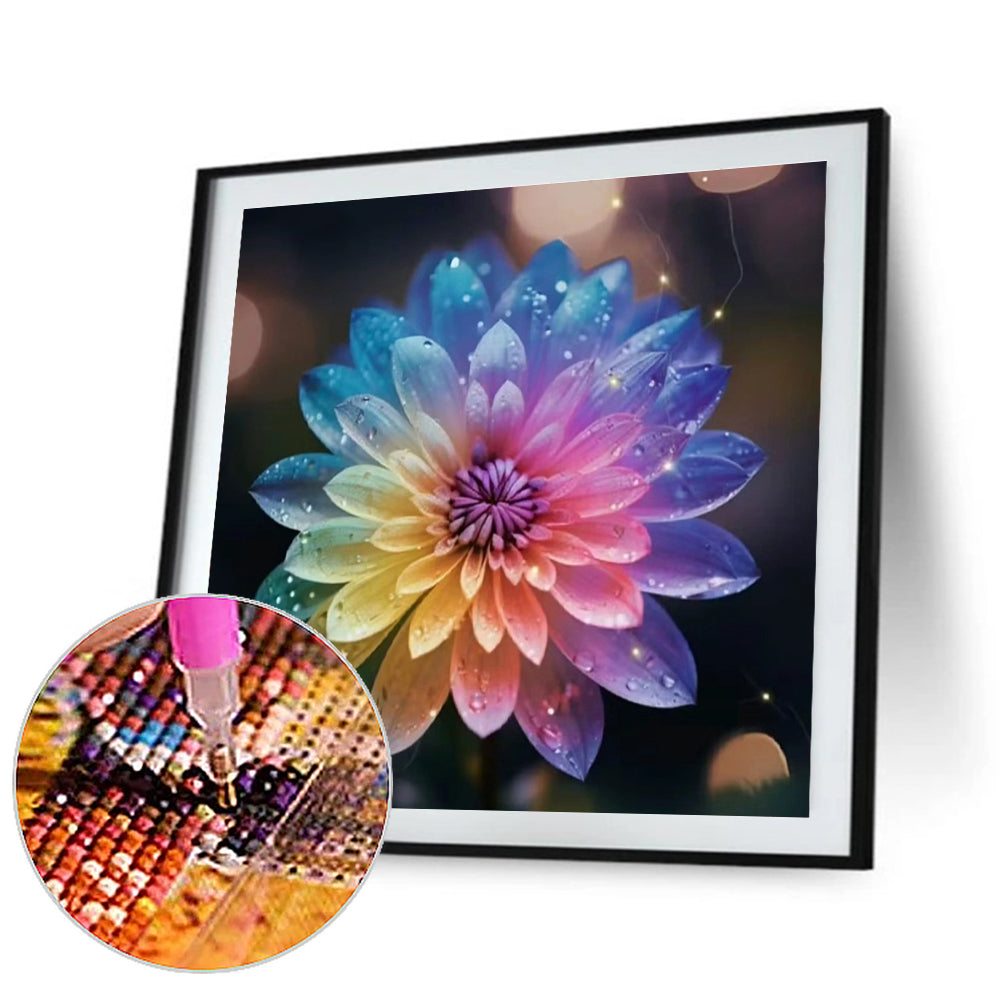 Diamond Painting - Full Round - Colorful water drop flowers (30*30CM)