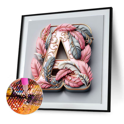 Diamond Painting - Full Round - Feather letter A (30*30CM)