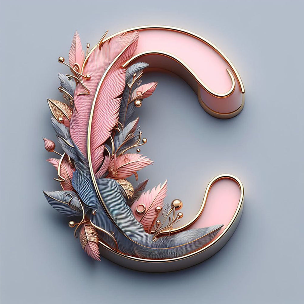 Diamond Painting - Full Round - Feather letter C (30*30CM)