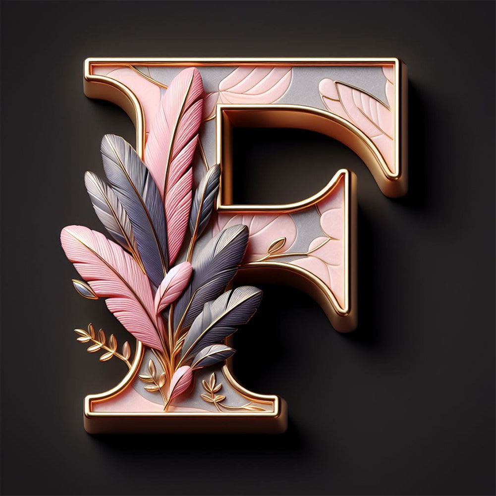 Diamond Painting - Full Round - Feather letter F (30*30CM)