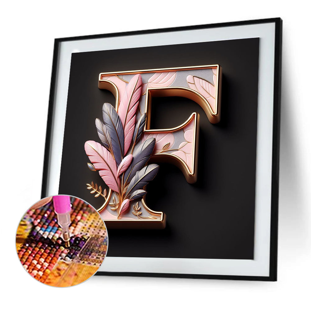 Diamond Painting - Full Round - Feather letter F (30*30CM)